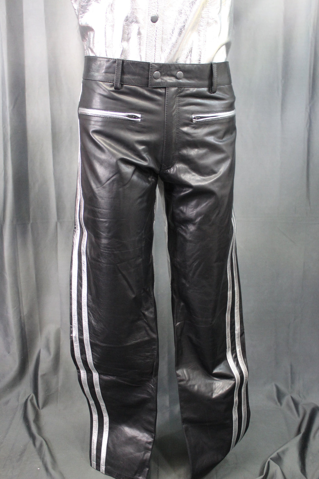 The Otter and The Fox Leather Formal Pants in Black with Silver Highlights