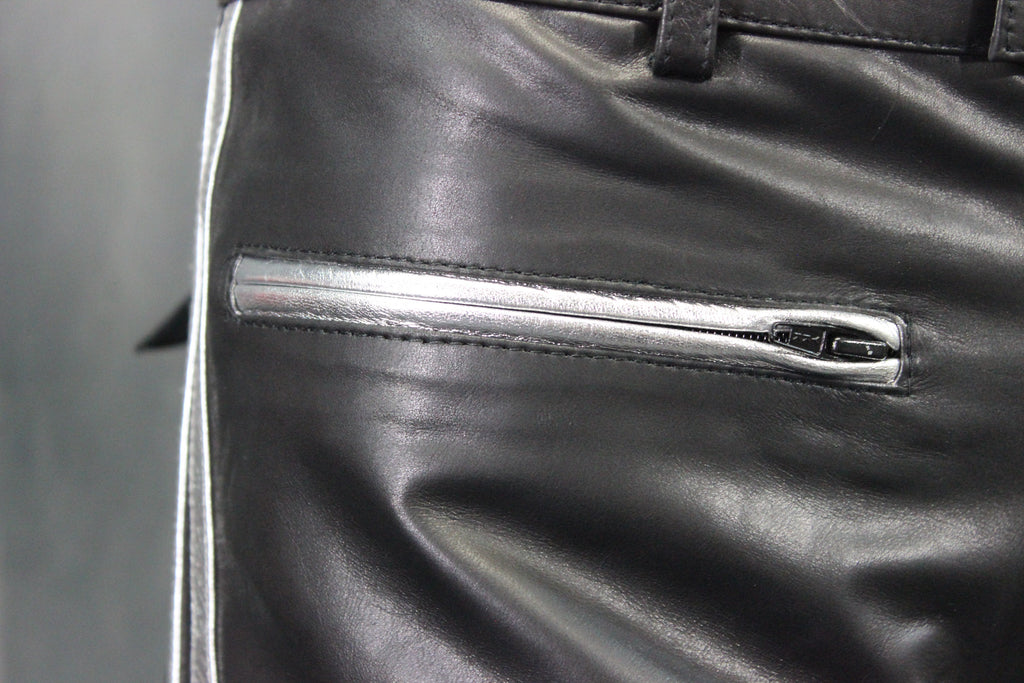 The Otter and The Fox Leather Formal Pants in Black with Silver Highlights