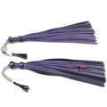 Real Genuine Cowhide Leather Finger Loop Flogger 25 Falls Purple Black Heavy Duty Thuddy Flog whip