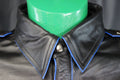 OnF Leather Shirts in Black with Blue Piping