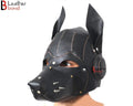 Cowhide Leather Puppy Dog Sensory Deprivation Hood Pet Play Mask & Reenactment Costume Gear