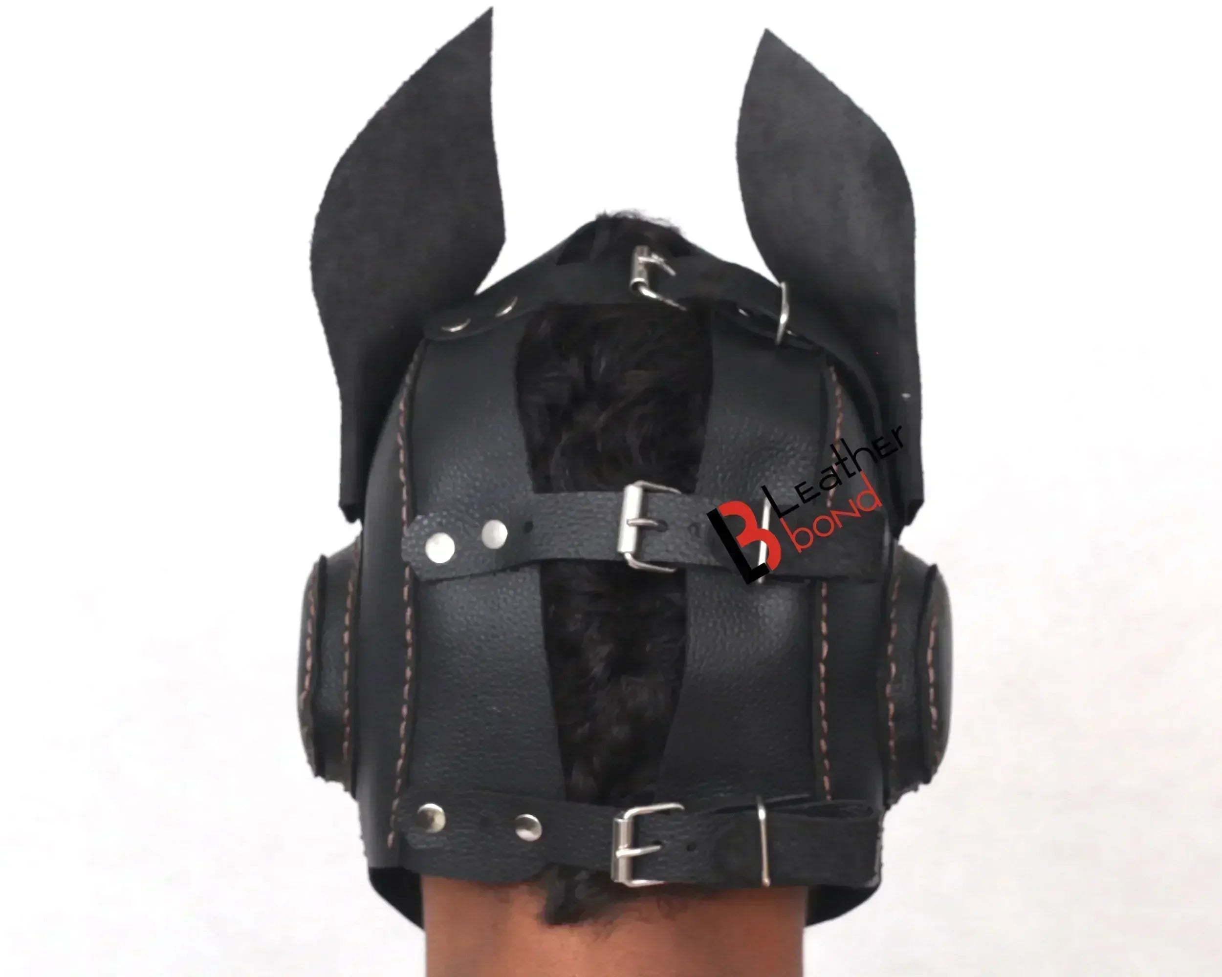 Cowhide Leather Puppy Dog Sensory Deprivation Hood Pet Play Mask & Reenactment Costume Gear