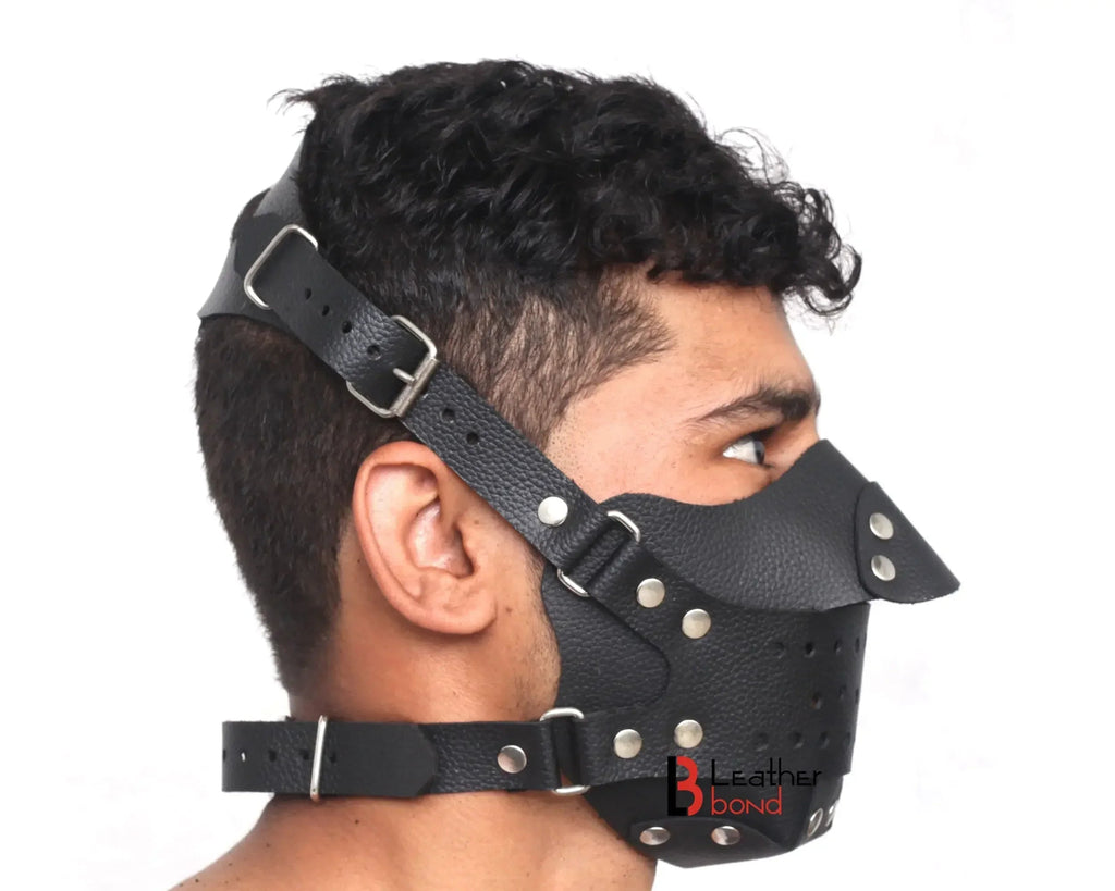 Genuine Cowhide Leather Steampunk Sensory Deprivation Hood Halloween Mask & Reenactment Costume Gear