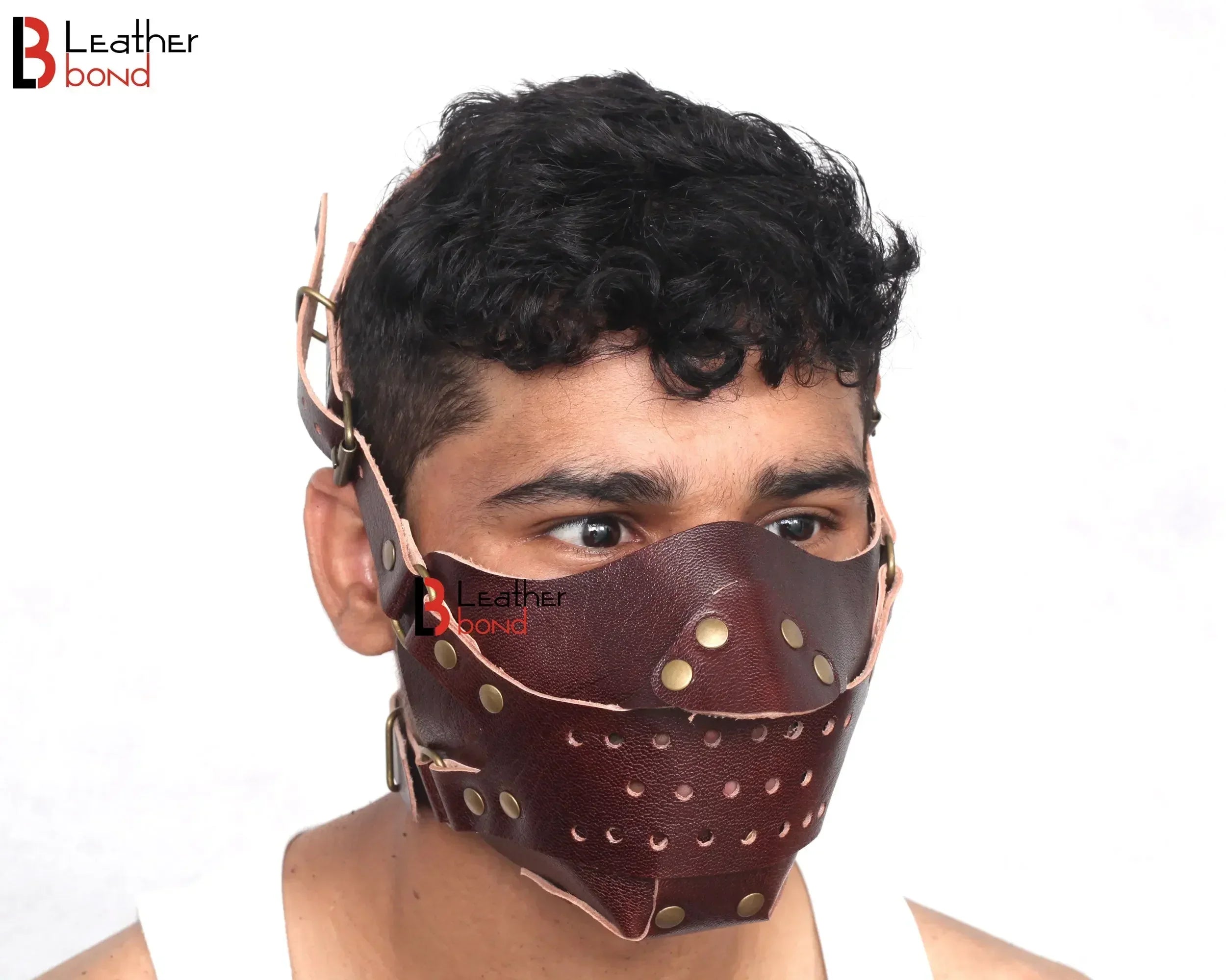 Genuine Cowhide Leather Steampunk Halloween Mask Hood BDSM Sensory Deprivation Hood & Reenactment Gear