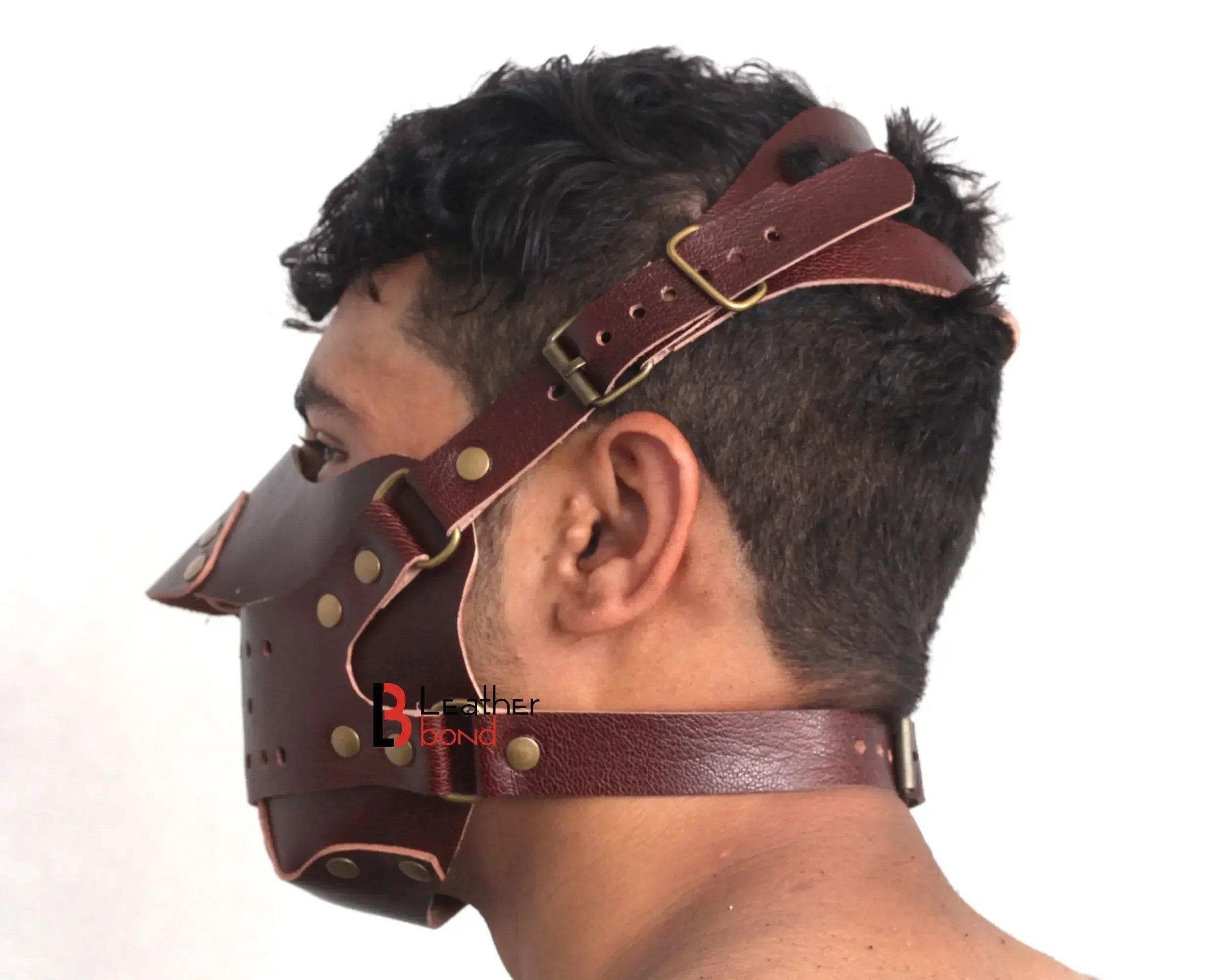 Genuine Cowhide Leather Steampunk Halloween Mask Hood BDSM Sensory Deprivation Hood & Reenactment Gear