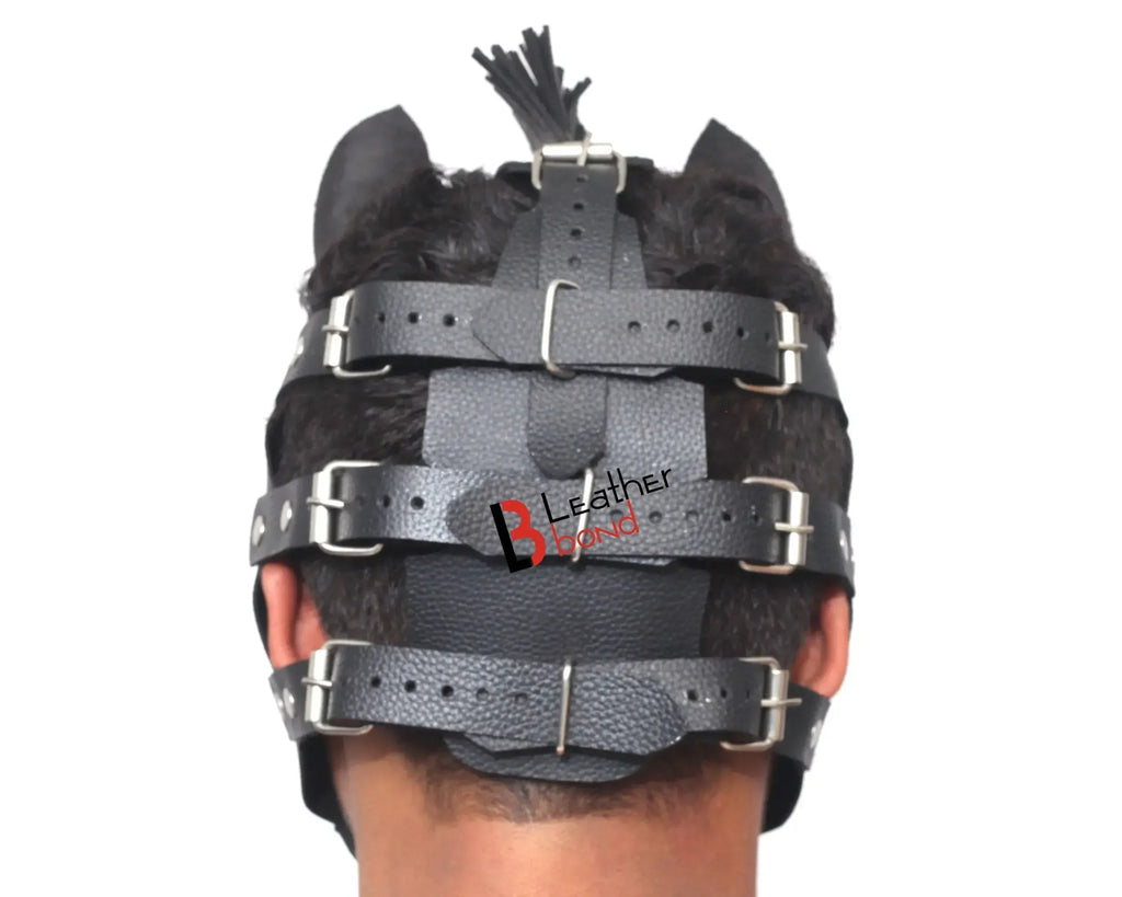 Genuine Cowhide Leather Horse Mask Hood Halloween Mask & Sensory Deprivation Hood | Reenactment & BDSM Costume