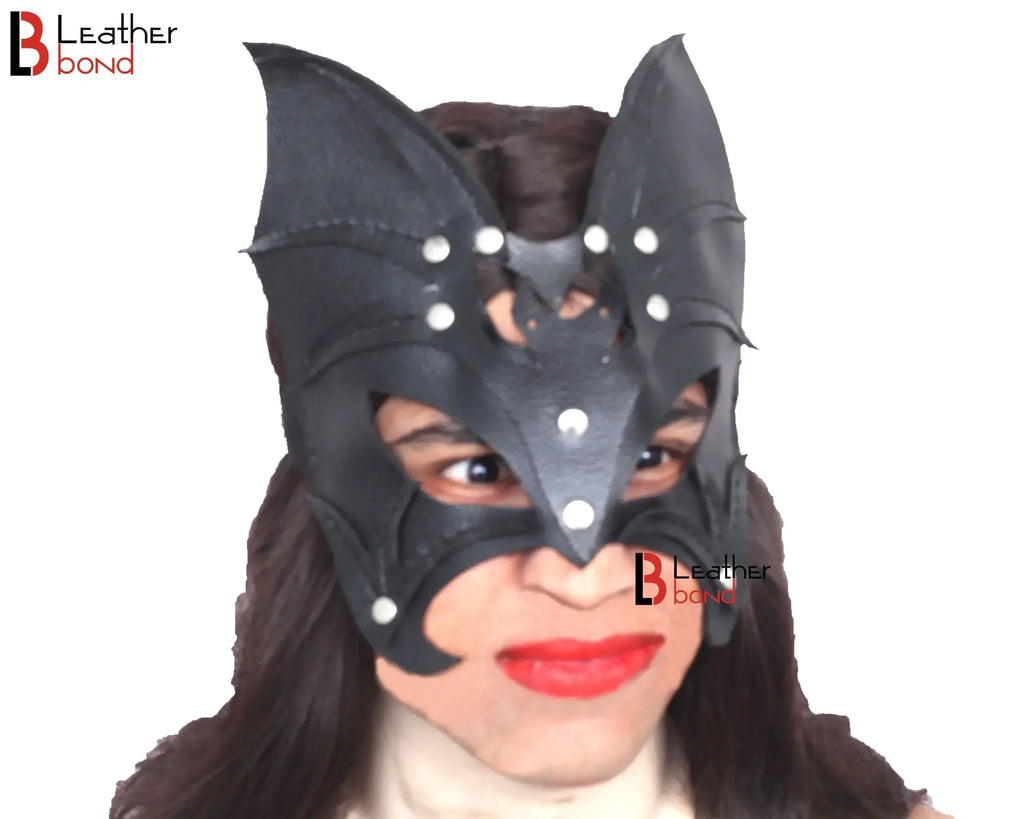 Genuine Cowhide Leather Batwoman Mask Halloween Mask, BDSM Fetish & Masquerade Party Mask | Handmade