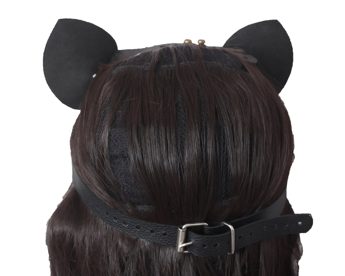Genuine Cowhide Leather Cat Mask Halloween Mask, Catwoman, BDSM Fetish & Masquerade Party Mask