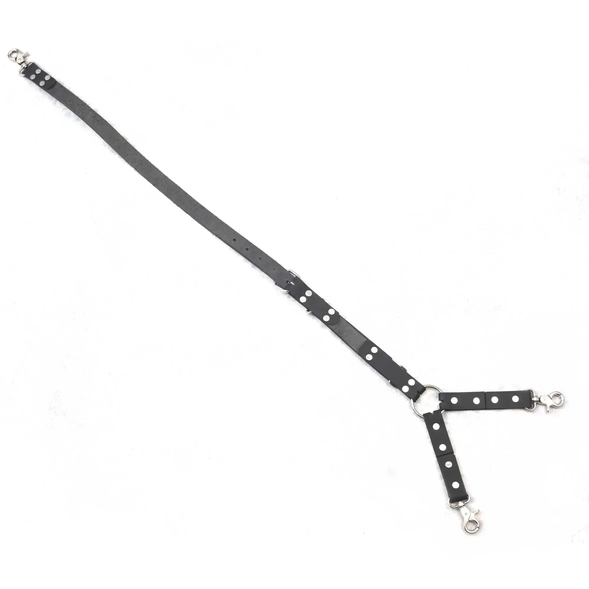Y-Shape Bondage Hog Tie Connector Heavy Duty Swivel Snap Clips & Leather Straps
