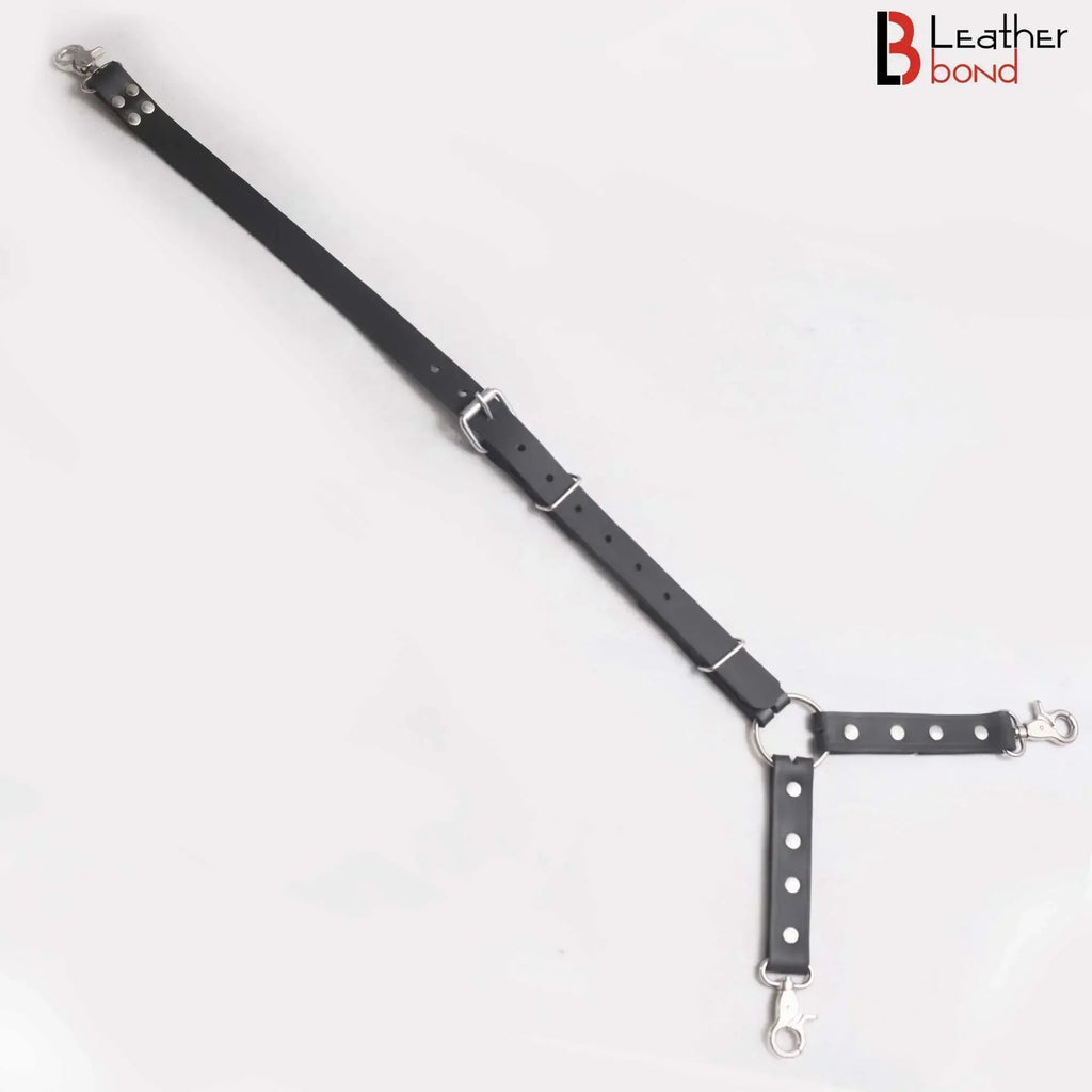 Y-Shape Bondage Hog Tie Connector Heavy Duty Swivel Snap Clips & Leather Straps