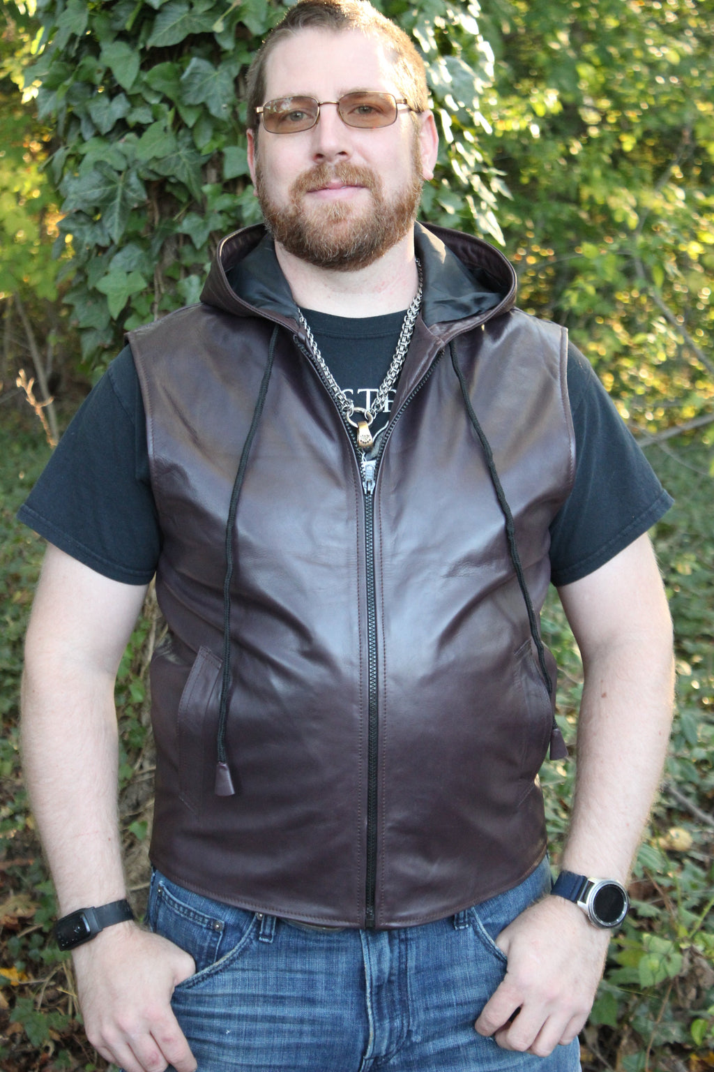 OnF Leather Hoodie in Plum LIMITED EDITION