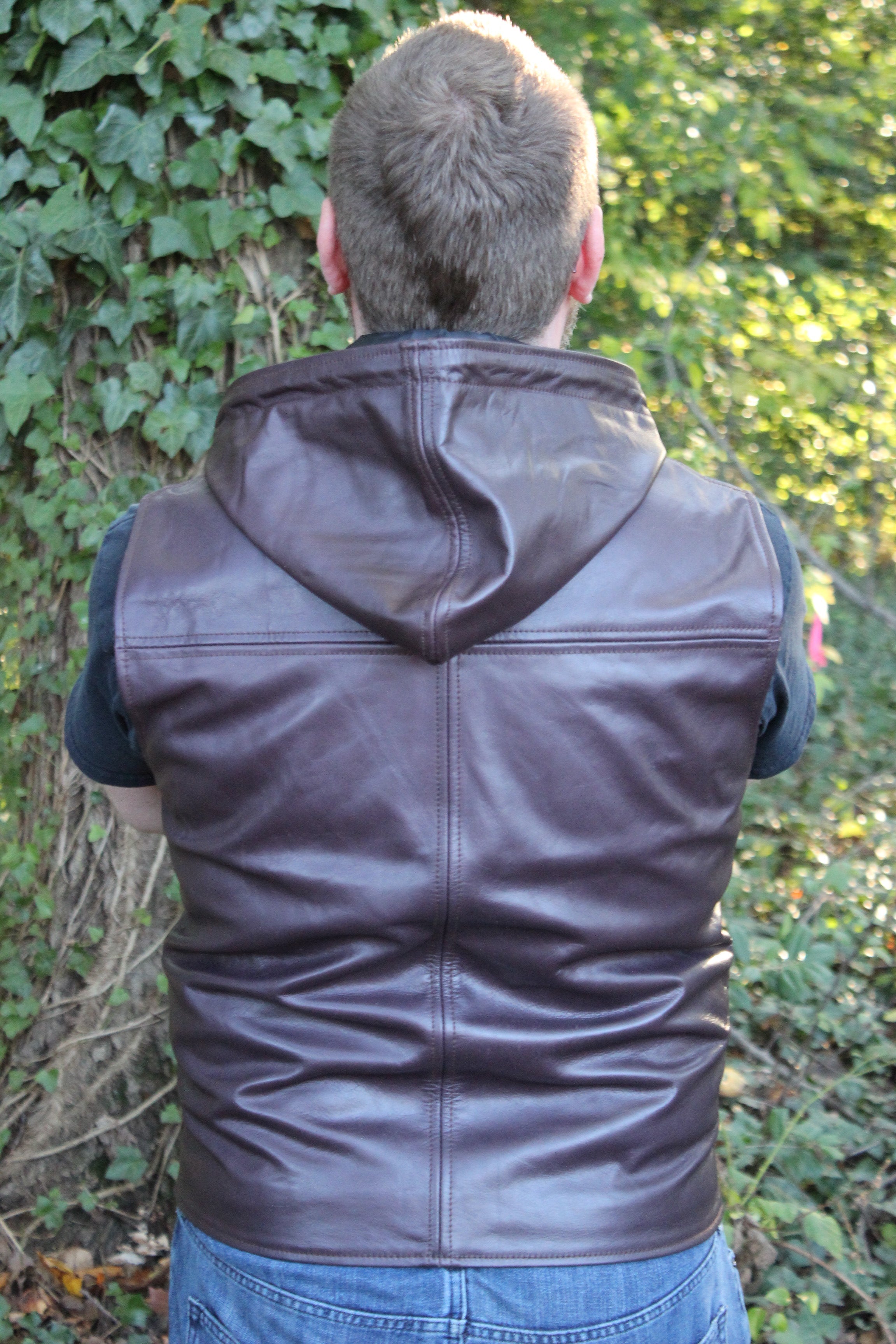 OnF Leather Hoodie in Plum LIMITED EDITION