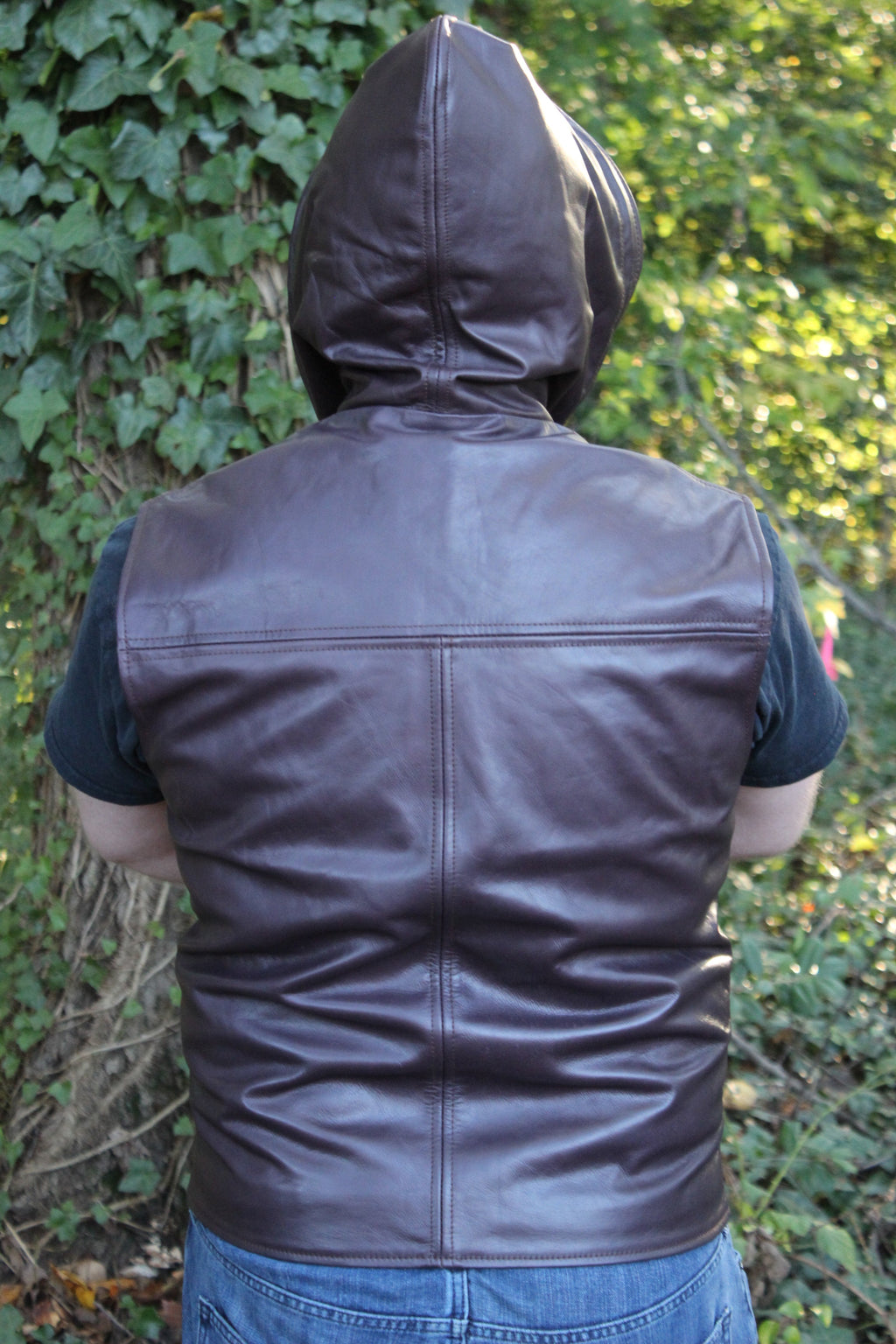 OnF Leather Hoodie in Plum LIMITED EDITION