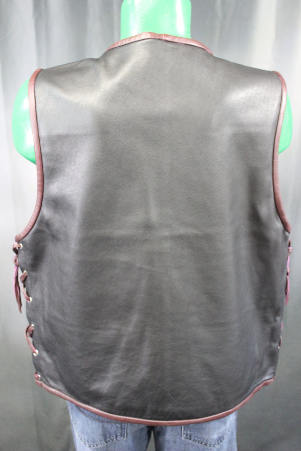 OnF Leather Bar Vest - Black with Dark Brown Highlights