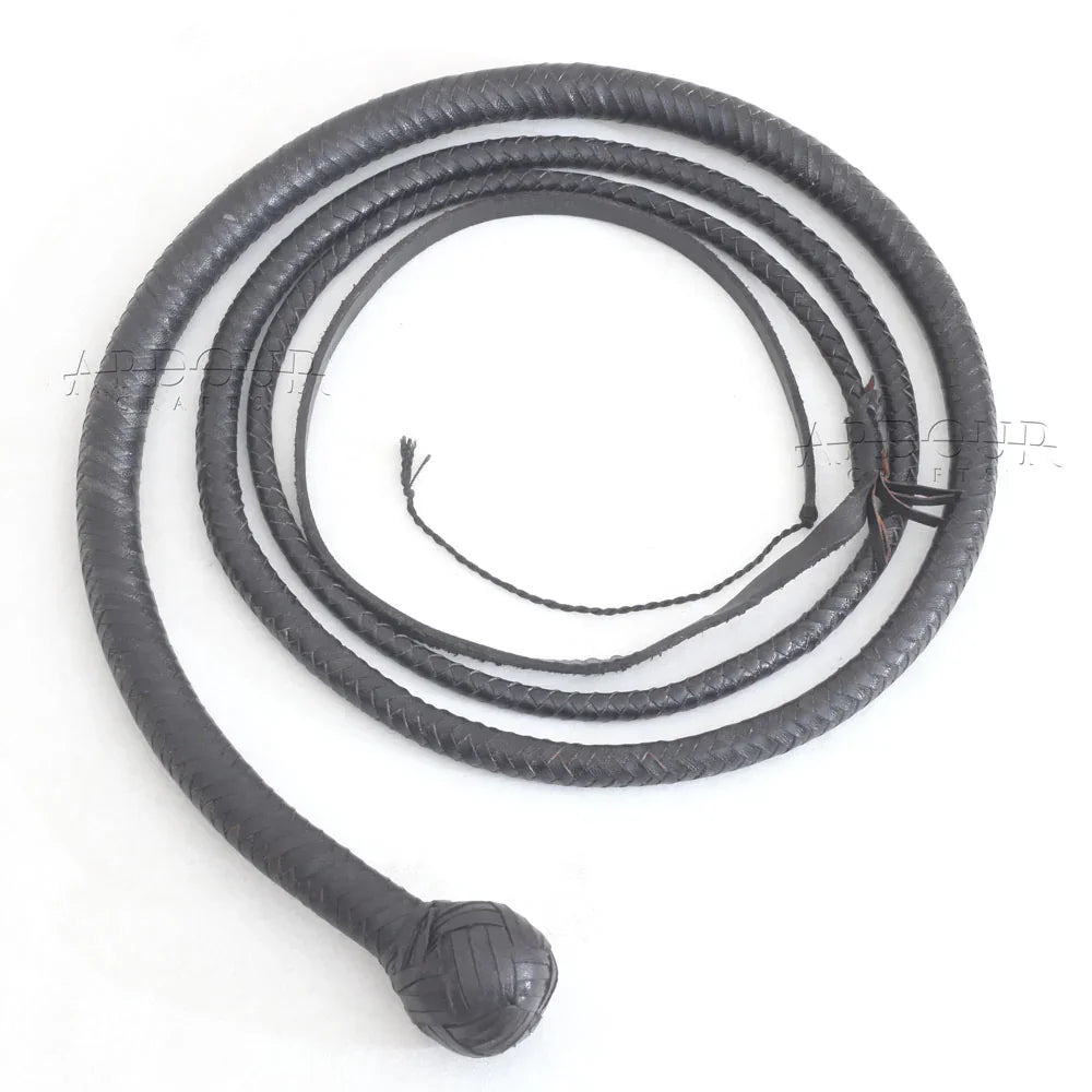 Kangaroo Hide Leather Snake Whip | Shot Loaded | 4, 5, 6 and 8 Feet | 12 Strands Black – Leather Bond