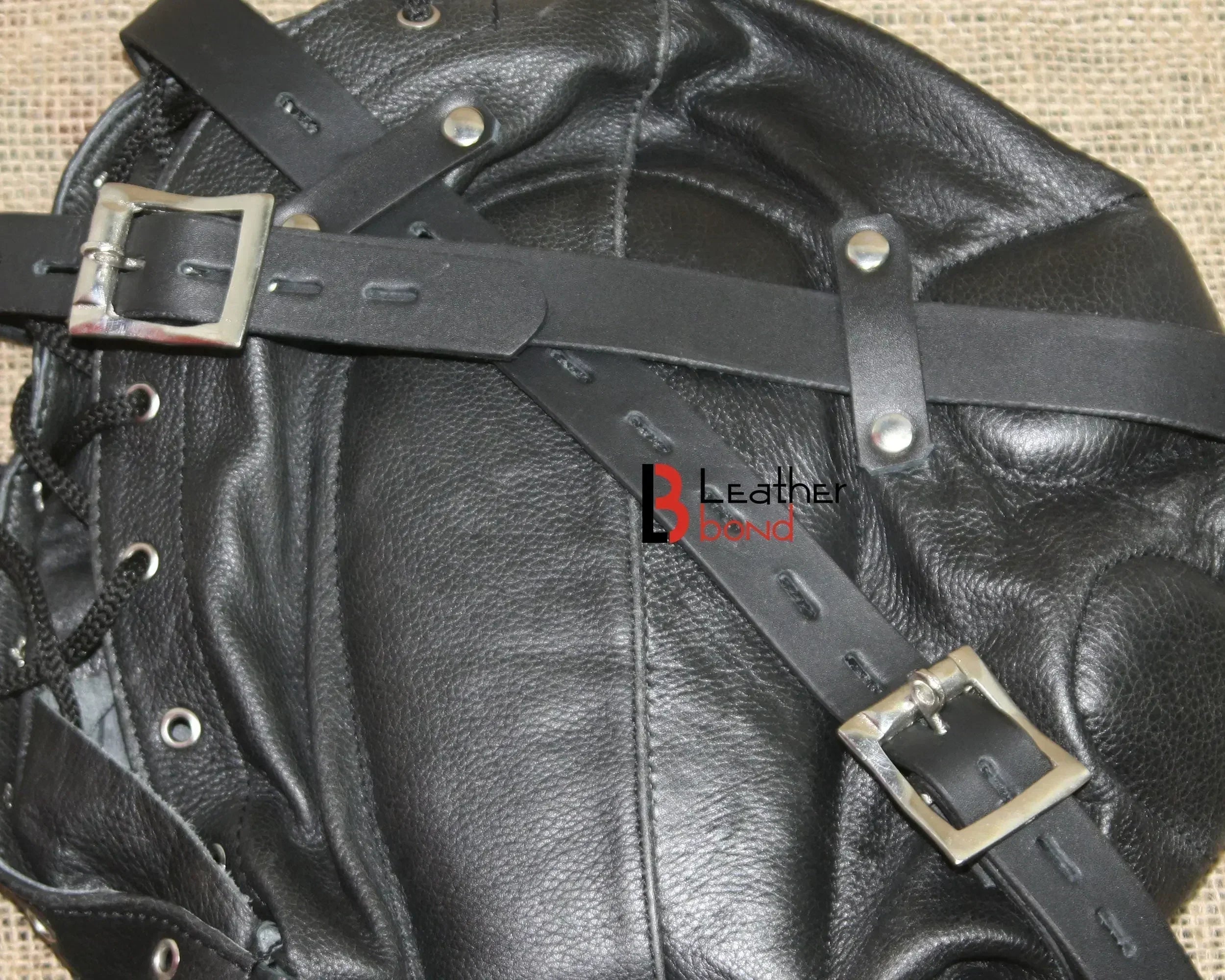 Cowhide Leather Sensory Deprivation Hood Padded & Lockable BDSM Mask | Costume Reenactment Gear