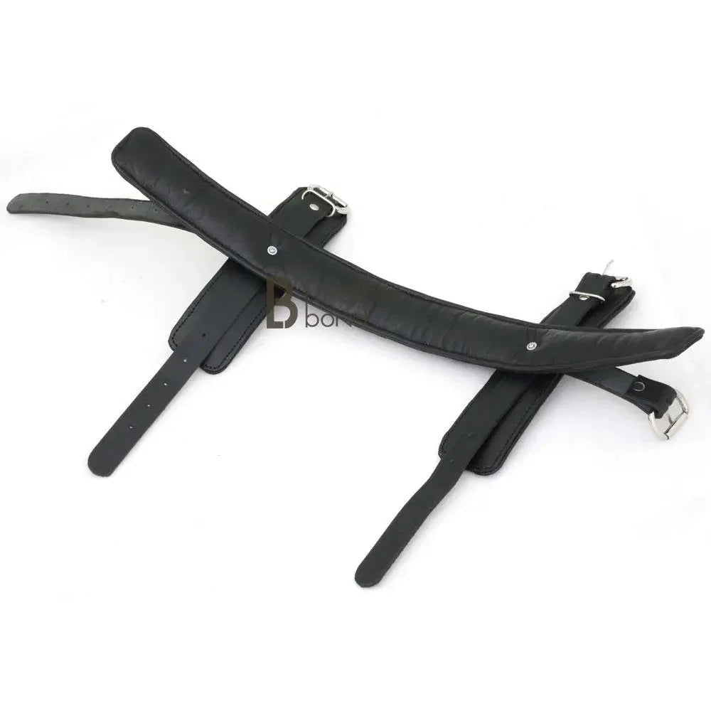 100% Genuine Cowhide Leather Neck Collar & Wrist Cuffs Posture Set Bondage BDSM Restraint