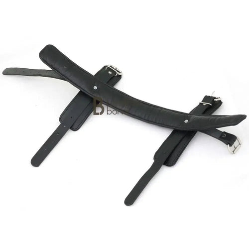100% Genuine Cowhide Leather Neck Collar & Wrist Cuffs Posture Set Bondage BDSM Restraint