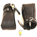 Real Cowhide Leather Fist Mitts Lockable Restraint Bondage Paw Gloves | Black, Red & Purple