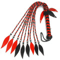 Real Bull Hide Leather Flogger | 9 Braided Cat-O-Nine Falls | Steel Studs Red & Black – Leather Bond