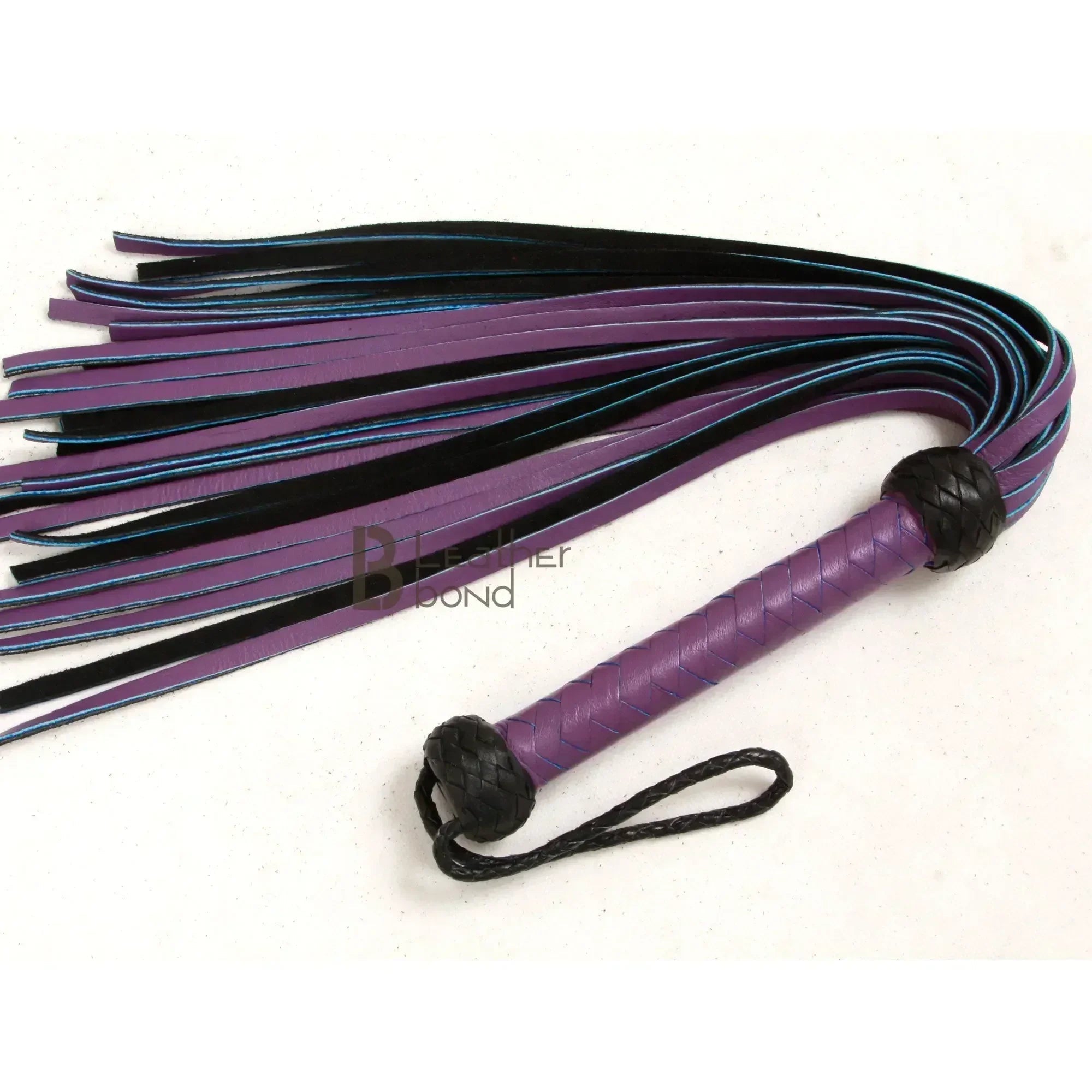 Real Genuine Cowhide Leather Flogger and Whip | 25 Falls Purple and Black | Heavy Duty – Leather Bond