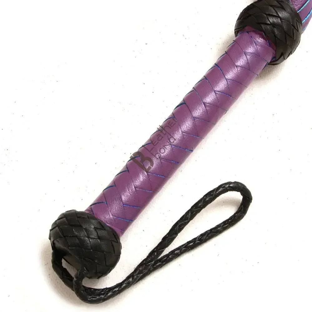Real Genuine Cowhide Leather Flogger and Whip | 25 Falls Purple and Black | Heavy Duty – Leather Bond
