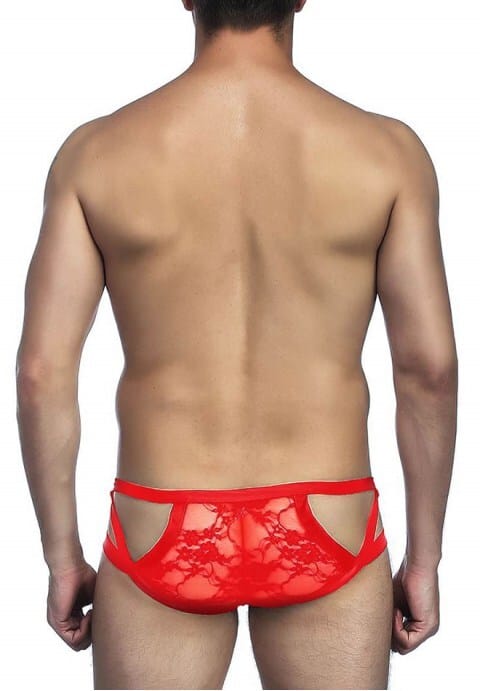 Mens Faux Leather And Lace Panty