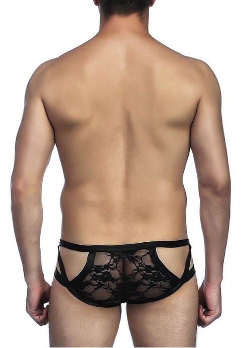 Mens Faux Leather And Lace Panty
