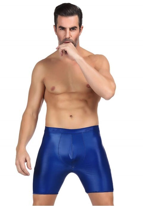 Mens Faux Leather Open Back Hipster Shorts