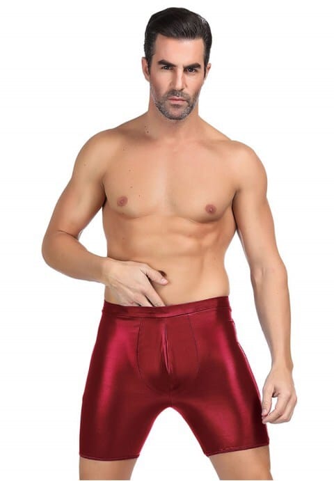 Mens Faux Leather Open Back Hipster Shorts