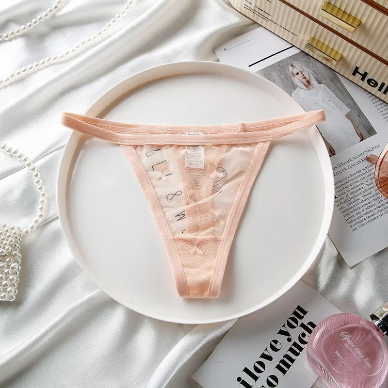 Lace Women Panties G String Sexy Thong Seamless Underwear T Back Transparent Low Waist Girls Briefs Underpants Plus Size S-XL