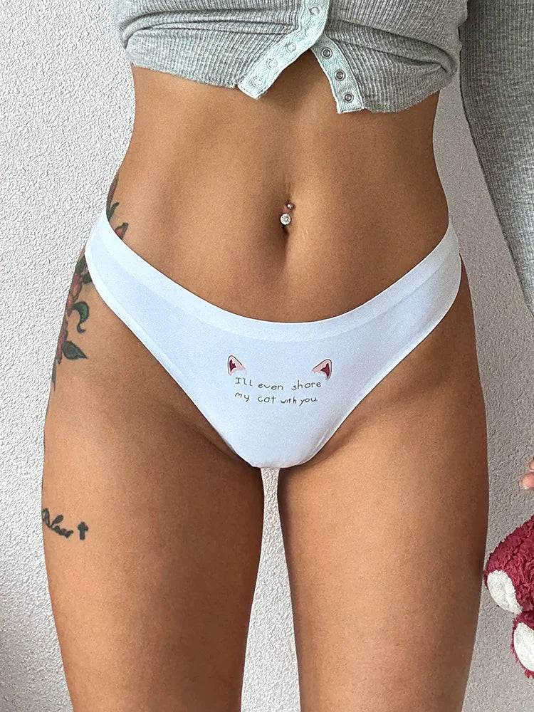 Seamless Sexy Thong Women Underwear Briefs Panties Dog Heart Banana Flower Low Rise Yoga G String Bikini Girls Female Panty