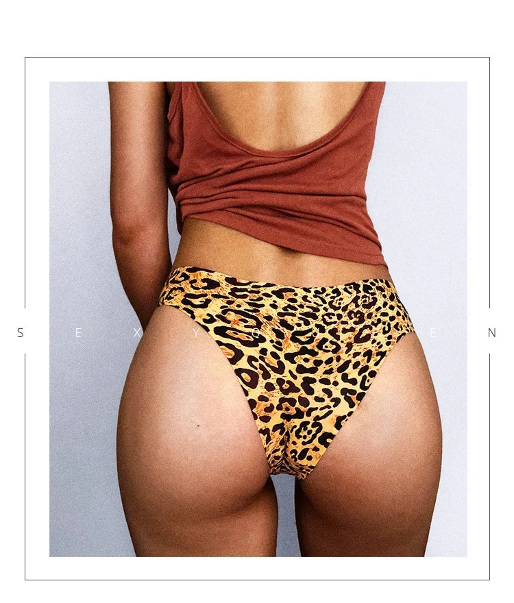 Ice Silk Seamless Snake Leopard Women Panties Sexy G String Thong Underwear T Back Girls Briefs Fitness Lingerie Plus Size M-XXL
