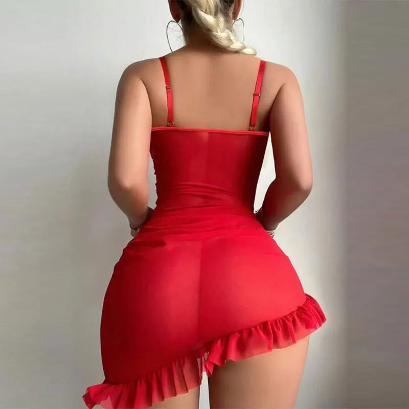 New Transparent Bra And Thong Underwear Set Women's Lingerie Night Dress Delicate Nightgown With Panties Steel Ring Push Up Bras