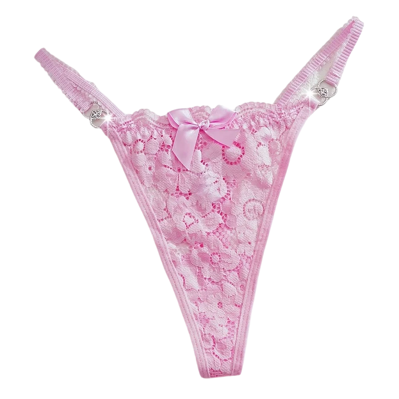 1pcs Low Rise Bow Sexy Lace Women Thongs Floral Panties Sexy Lingerie Solid Comfortable Erotic Elegant Lady G-string Underwear