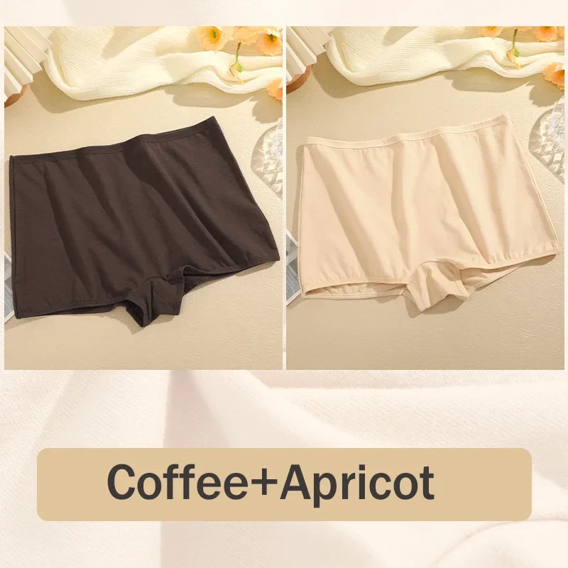 2Pcs/Set Women's Panties Cotton Seamless Sports Boxers Underwear Female Solid Color Briefs Lingerie Intimate Underpants XS-XL
