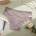 1PCS Bikini Lace Briefs Panties Women's Transparent Lingerie Sexy Female Underpants Floral Lace Perspective Waist Band Briefs