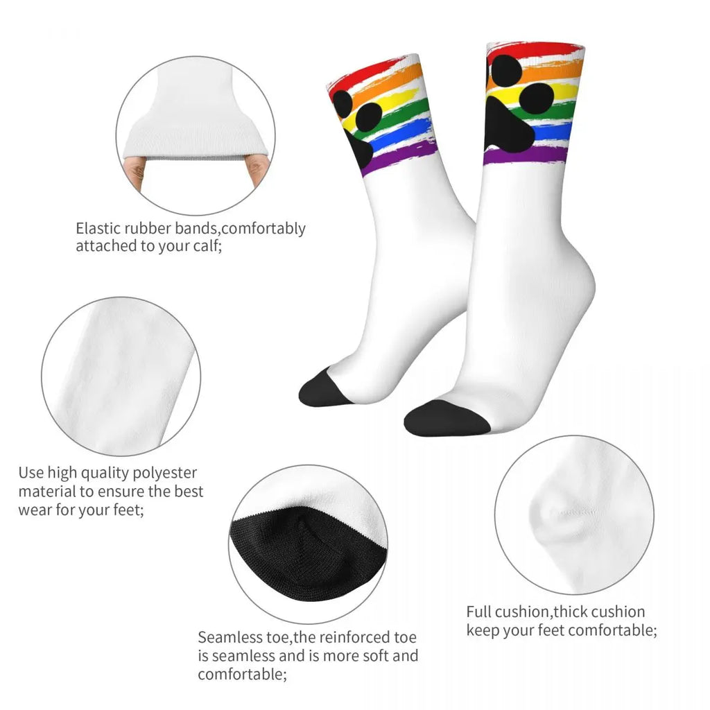 Men's Socks Pup Paw Rainbow Crew Socks