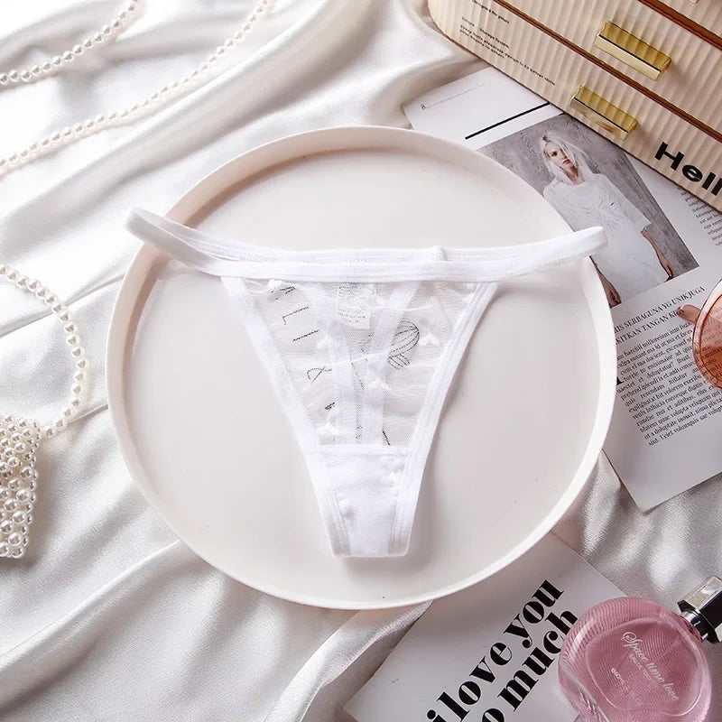 Lace Women Panties G String Sexy Thong Seamless Underwear T Back Transparent Low Waist Girls Briefs Underpants Plus Size S-XL
