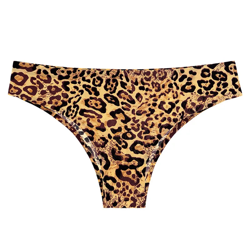 Ice Silk Seamless Snake Leopard Women Panties Sexy G String Thong Underwear T Back Girls Briefs Fitness Lingerie Plus Size M-XXL