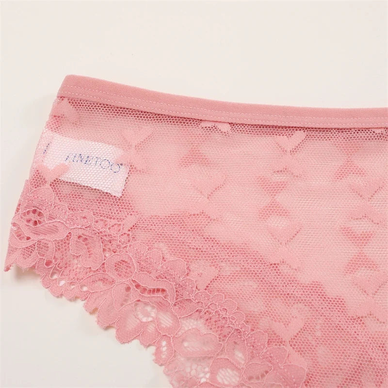 1PCS Bikini Lace Briefs Panties Women's Transparent Lingerie Sexy Female Underpants Floral Lace Perspective Waist Band Briefs