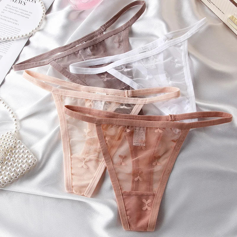 Lace Women Panties G String Sexy Thong Seamless Underwear T Back Transparent Low Waist Girls Briefs Underpants Plus Size S-XL