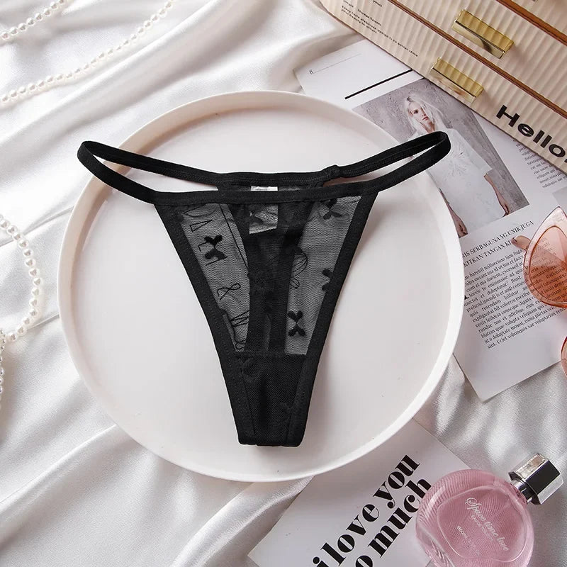 Lace Women Panties G String Sexy Thong Seamless Underwear T Back Transparent Low Waist Girls Briefs Underpants Plus Size S-XL