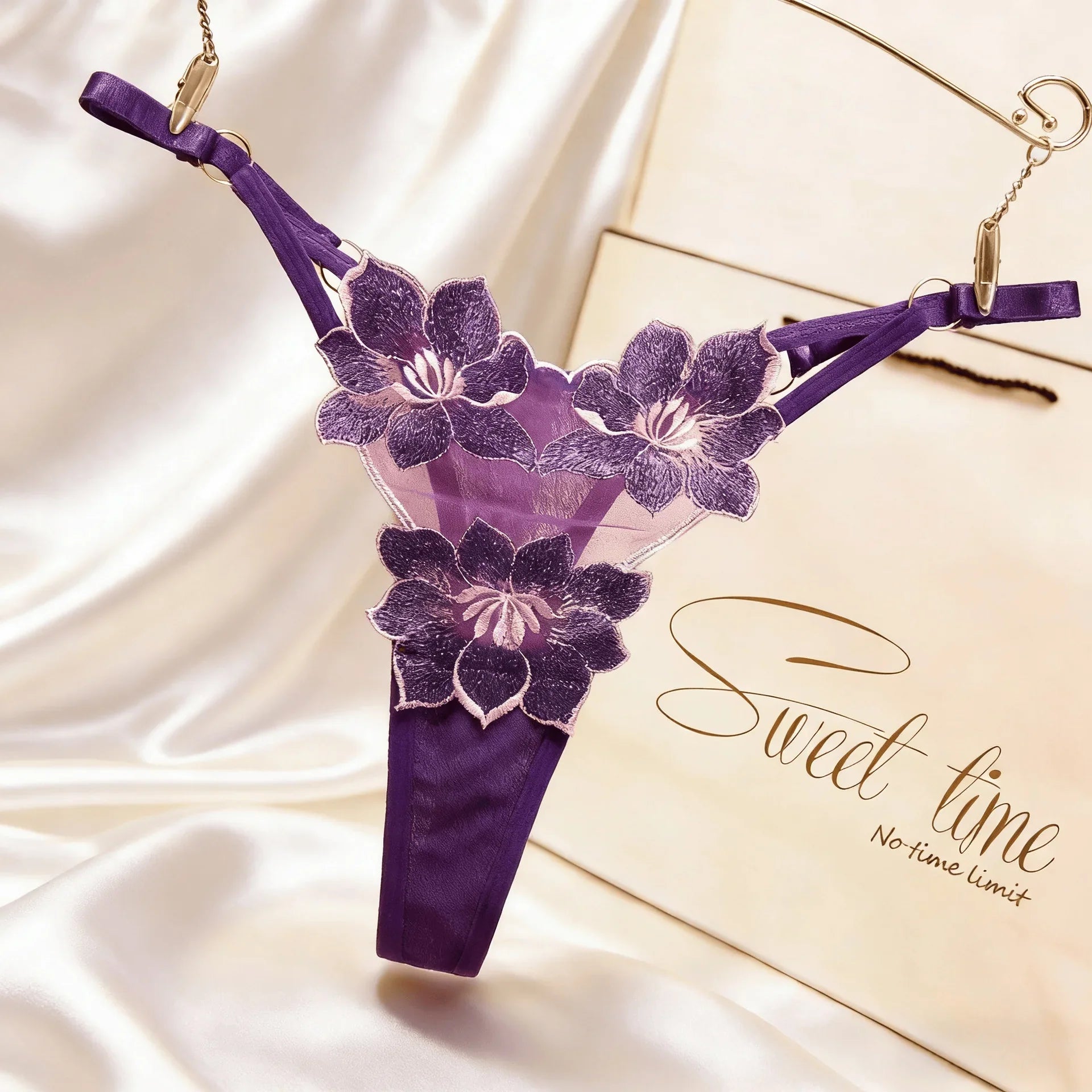 Embroidery Flower Thin Sexy Girls G String Thong Panties Women Briefs Hollow Out Transparent Underwear Female Lingerie