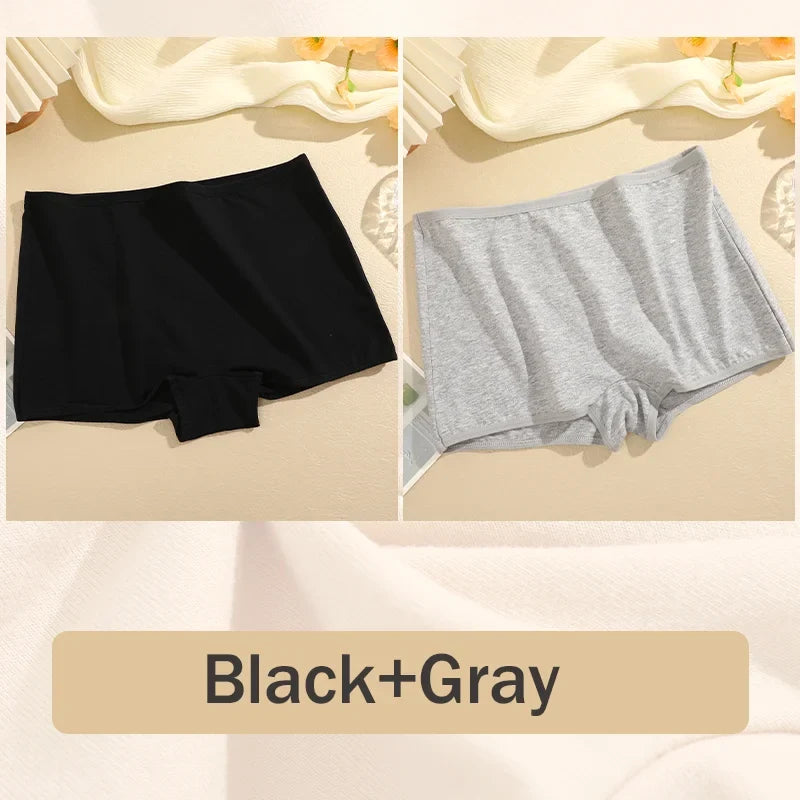 2Pcs/Set Women's Panties Cotton Seamless Sports Boxers Underwear Female Solid Color Briefs Lingerie Intimate Underpants XS-XL