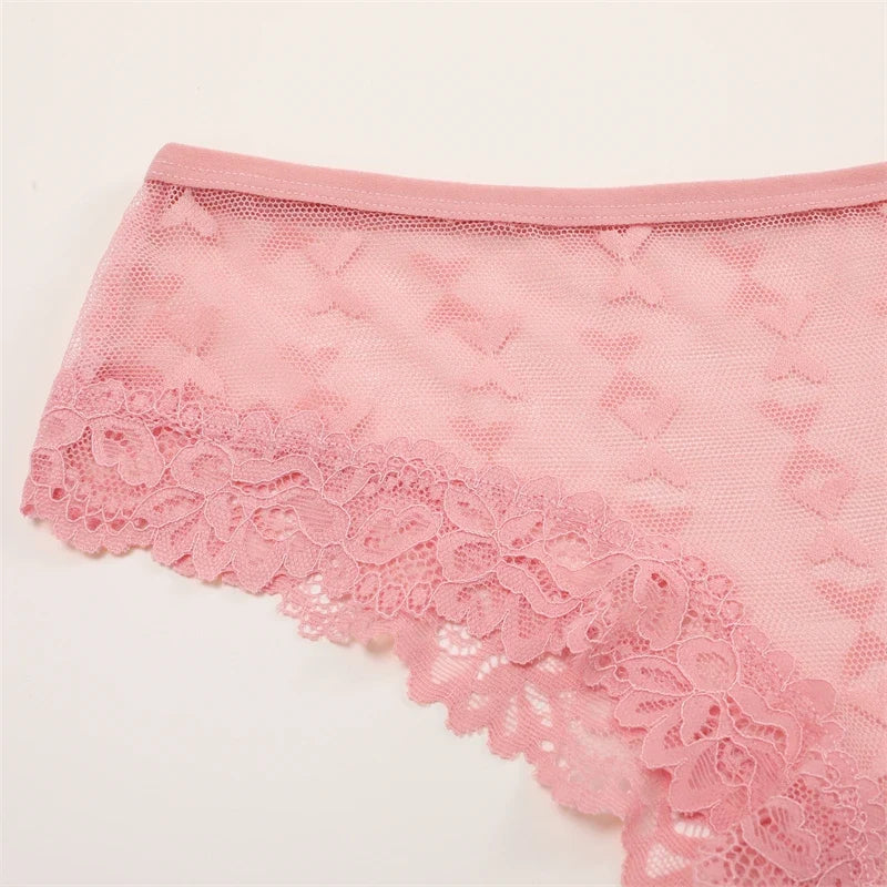 1PCS Bikini Lace Briefs Panties Women's Transparent Lingerie Sexy Female Underpants Floral Lace Perspective Waist Band Briefs