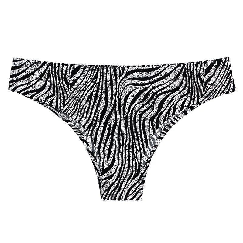 Ice Silk Seamless Snake Leopard Women Panties Sexy G String Thong Underwear T Back Girls Briefs Fitness Lingerie Plus Size M-XXL