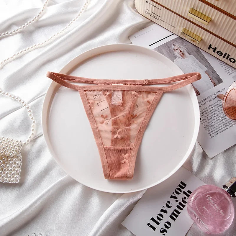 Lace Women Panties G String Sexy Thong Seamless Underwear T Back Transparent Low Waist Girls Briefs Underpants Plus Size S-XL