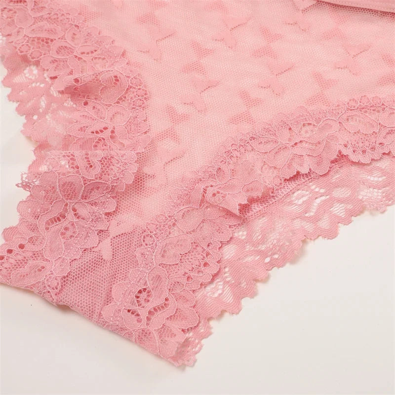 1PCS Bikini Lace Briefs Panties Women's Transparent Lingerie Sexy Female Underpants Floral Lace Perspective Waist Band Briefs