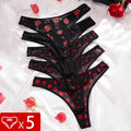 5pcs/pack Print Design Sexy Women thongs Breathable Comfortable Lady g-string Underwear Elegant Sexy Lingerie Fashion New Panty